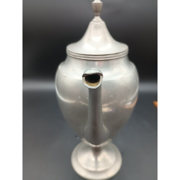 Vtg Insico Pewter Tea Pot 517 9"  Hinges Lid Pedestal Footed - Picture 9 of 9